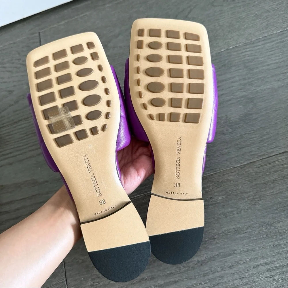 Bottega Veneta Purple Padded Leather Slide Sandals